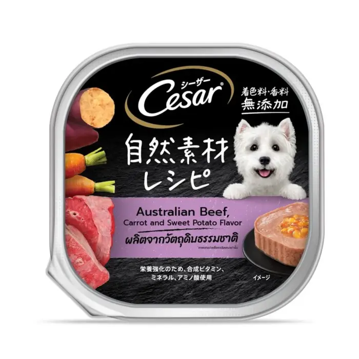 Cesar Crafted Australian Beef Carrot & Sweet Potato_11zon Cesar Crafted Australian Beef Carrot & Sweet Potato Flavor 85g - ซีซาร์ อาหารเปียกสำหรับสุนัขแบบถาด สูตรเนื้อออสเตรเลียผสมแครอทและมันหวาน 85 กรัม (007465)