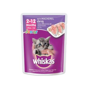 0-8853301550123 Whiskas Pouch Junior Mackerel- อาหารลูกแมวเปียกรสปลาทู 80g (9156)