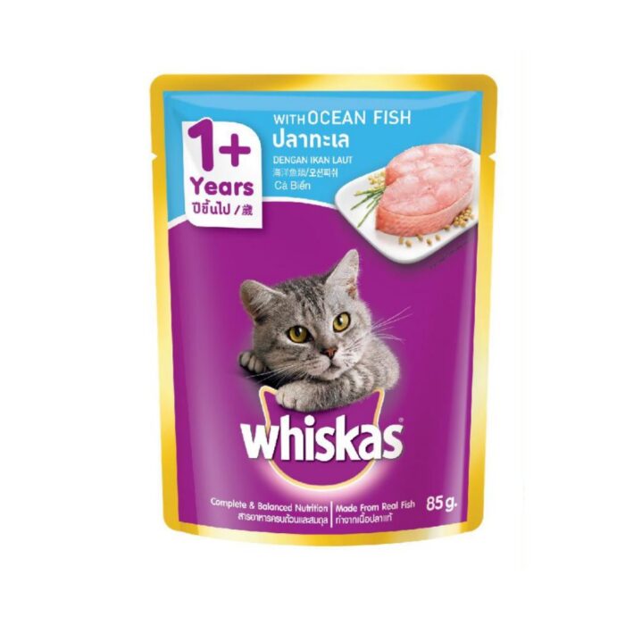 Whiskas Pouch Adult Ocean Fish - อาหารแมวเปียกรสปลาทะเล 80g (8114)