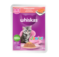 Whiskas Pouch Junior Salmon - อาหารลูกแมวเปียกรสแซลมอน 80g