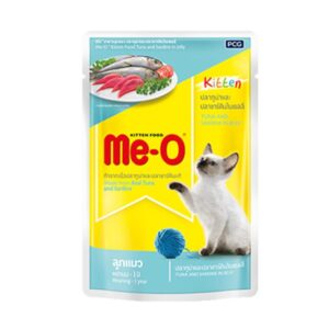 Me-O Pouch Kitten Tuna Sardine In Jelly - อาหารลูกแมวเปียกรสปลาทูน่าและปลาซาร์ดีนในเยลลี่ 80g (8526)