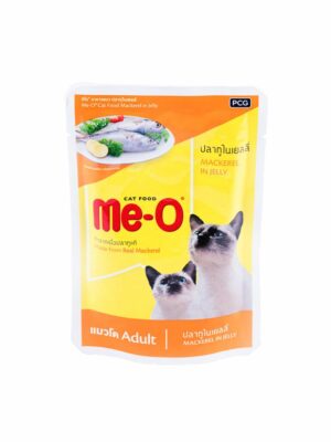 me-o mac jell Me-O Pouch Mackerel In Jelly - อาหารแมวเปียกปลาทูในเยลลี่ 80g (8163)