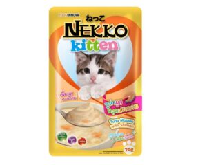 nk kt tuna sm Nekko Kitten Tuna Mousse With Salmon - อาหารเปียกสำหรับลูกแมว รสทูน่ามูสผสมแซลมอน 70g (8201)