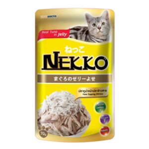 nk shi Nekko - อาหารแมวเปียกรสปลาทูน่าปลาข้าวสารในเยลลี่ 70g (8174)
