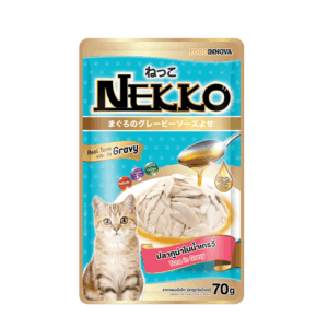 nk tuna gv Nekko - อาหารแมวเปียกรสปลาทูน่าในน้ำเกรวี่ 70g (8180)