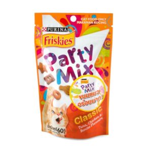 Friskies Party Mix Crunch Classic - ขนมรสทูน่า ไก่และโบนิโตะ 60g