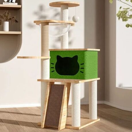 TBD Cat Condo Green Model - คอนโดสำหรับแมว ธีมสีเขียว (50x40x120cm) (9498)