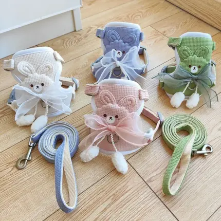 Pet Harness & Leash Set S - สายจูง + รัดอกสำหรับสัตว์เลี้ยงขนาดเล็ก รอบอก 27 - 35 ซม. รอบคอ 20 - 26 ซม. (10511)