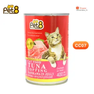 Pet8 Cat Food Tuna Topping Kanikama In Jelly - อาหารแมวกระป๋อง ปลาทูน่าหน้าปูอัดในเยลลี่ 400g (63549)