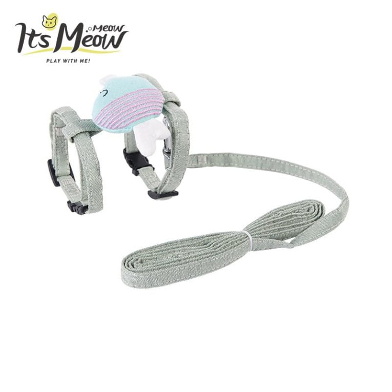 Its-Meow-Meow-Star-Fish-Plush-Style-Cat-Harness-and-Leash-Set-Green-Fish-min