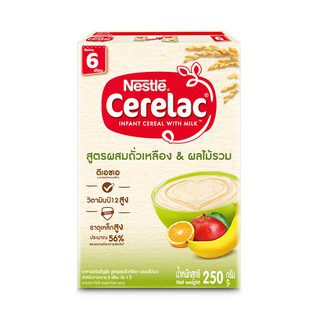 Nestle Cerelac Infant Cereal With Milk - ซีรีแล็ค อาหารธัญพืชสูตรถั่วเหลืองและผลไม้รวม 250g (10498)