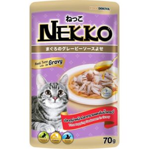 9588 Nekko - อาหารแมวปลาทูน่าปลาทรายแดงในน้ำเกรวี่ 70g (9588)