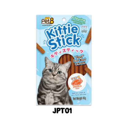 SOOS Pet8 Kittie Stick Chicken Flavour + Taurine - ขนมแมวสติ๊กรสไก่ผสมทอรีน 45g (10795)