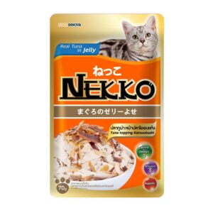 nekko tuna katsuo Nekko - อาหารแมวเปียกปลาทูน่าปลาโออบแห้งในเยลลี่ 70g (9707)