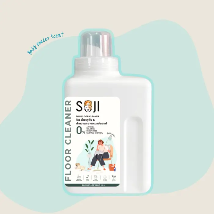 น้ำยาถูพื้น Soji Floor Cleaner - น้ำยาถูพื้นและดับกลิ่น กลิ่นแป้งเด็ก 600ml