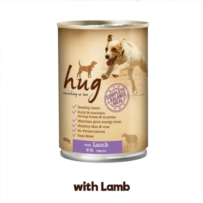 อาหารสุนัขเปียก แบบกระป๋อง รสแกะ 400g Hug Wet Dog Food Can