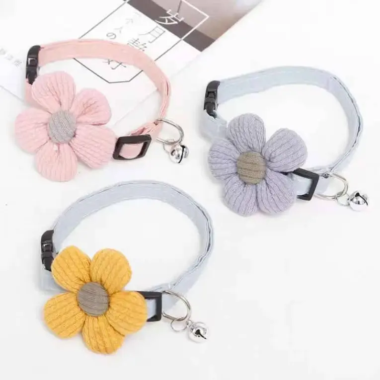Cat Collar Japanese Style Homemade Flowers - ปลอกคอแมว ดอกไม้โฮมเมดสไตล์ญี่ปุ่น มีกระดิ่ง