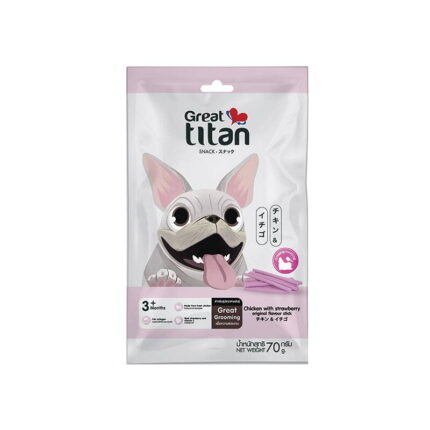 Great Titan Snack Chicken With Strawberry - ขนมสุนัขแบบแท่งรสเนื้อไก่ผสมสตรอว์เบอร์รี่ 70g (13526)