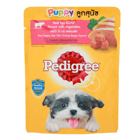 Pedigree Puppy Pouch Beef LOAF With Vegetable - อาหารลูกสุนัขเปียกรสวัว ไข่บดพร้อมผัก 80g (12937)