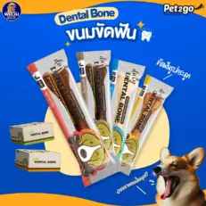 Pet2go Daily Dental Bone Beef Flavor J Size 175g - ขนมสำหรับสุนัข ขนมขัดฟันรูปกระดูก รสเนื้อวัว 175 กรัม (11949)