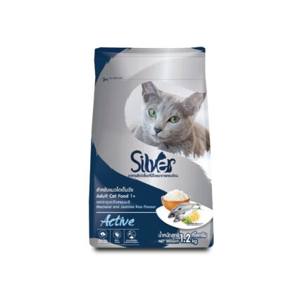 Silver Tasty Mackerel & Jasmine Rice Flavour - อาหารแมวโตทุกสายพันธุ์อายุ 1ปี+ รสปลาทูและข้าวหอมมะลิ 1.2kg (12295)