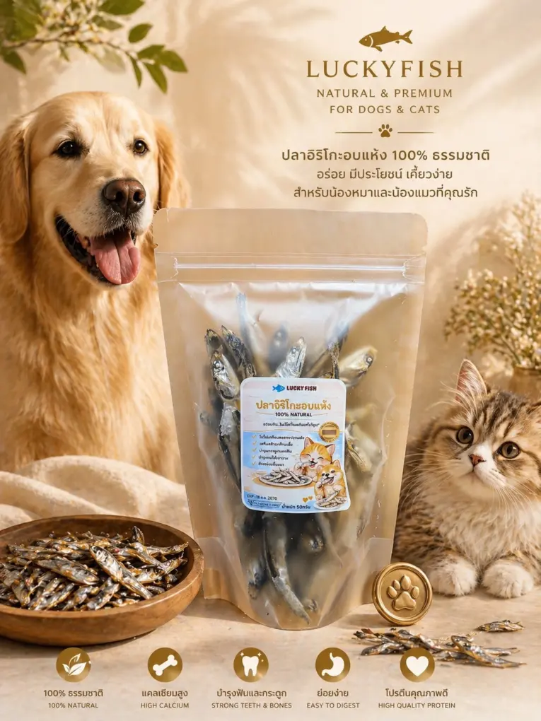 LUCKY FISH Dried Iriko 100% 50g - ปลาอิริโกะอบแห้ง 50 กรัม