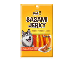 Pet8 Sasami Jerky Pet8 Sasami Jerky - สันในไก่ห่อแท่งครันชี่ 5" 50g (322637)