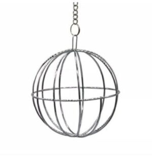 Metal Hay Holder With Chain big size - ลูกบอลเหล็กใส่หญ้าใหญ่ (Ø10cm)(11685)