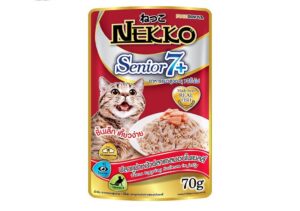 Nekko Senior7+ - อาหารแมวสูงวัยรสปลาทูน่าหน้าแซลมอนในเยลลี่ 70g (11595)
