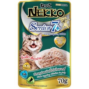 Nekko Senior7+ - อาหารแมวสูงวัยรสปลาทูน่าหน้าเนื้อไก่ในเยลลี่ 70g (11590)