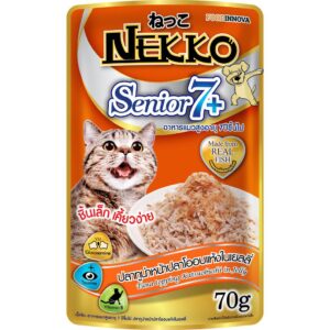 Nekko Senior7+ - อาหารแมวสูงวัยรสปลาทูน่าหน้าปลาโออบแห้ง 70g (11588)