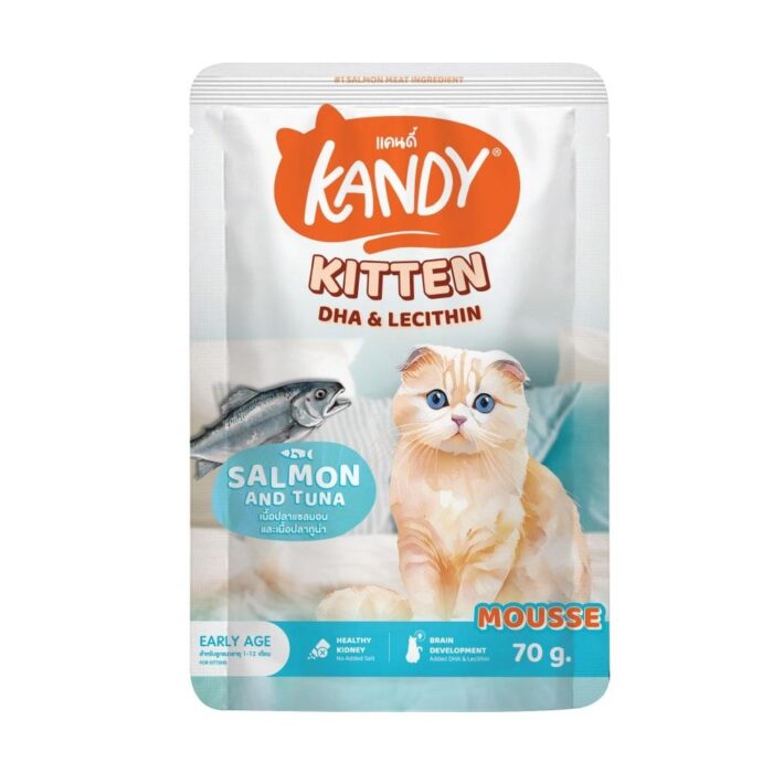 Kandy Kitten Pouch Cat Food Salmon and Tuna Mousse 70g Kandy Kitten Pouch Cat Food Salmon and Tuna Mousse 70g