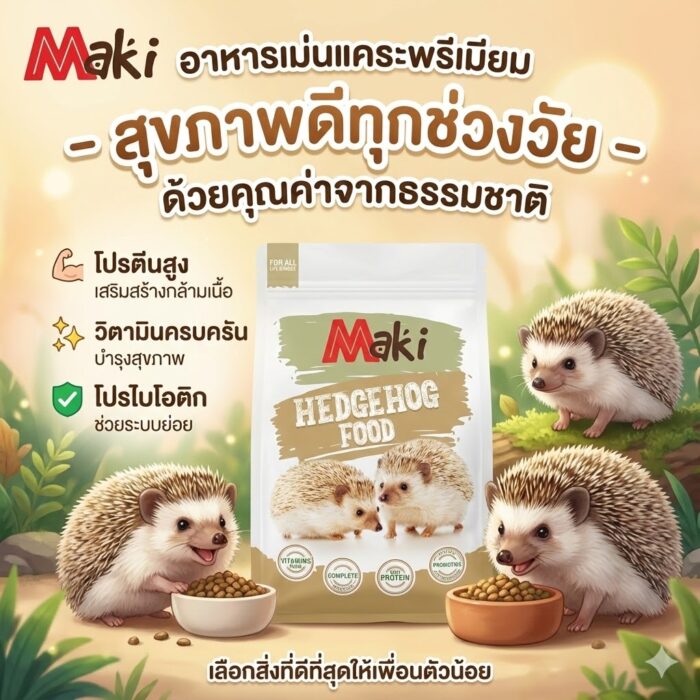 อาหารเม่น 13643 Maki Hedgehog Food Original - อาหารเม่น แบบเม็ดสำเร็จรูป รสดั้งเดิม 700g