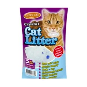 ทรายแมวคริสตัล 15035 Catty Cat Crystal Cat Litter - ทรายแมวคริสตัล เม็ดบีทสีฟ้า 5L