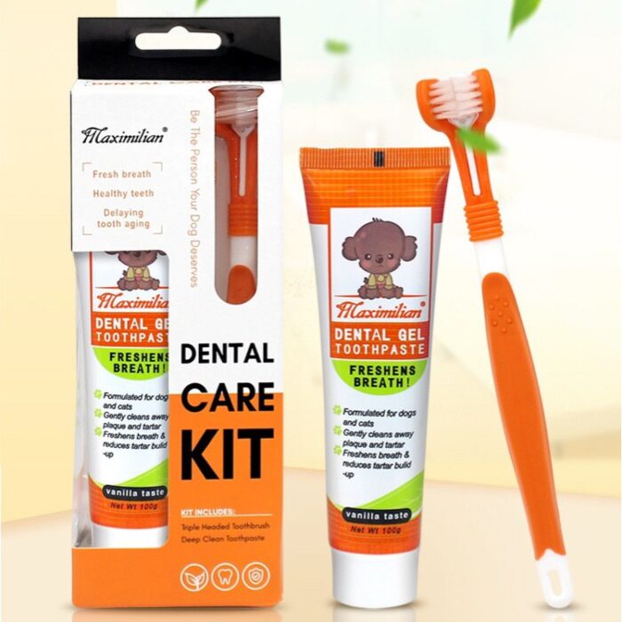 Dental Care Toothbrush Kit Vanilla Taste - ชุดแปรงสีฟัน + ยาสีฟันสำหรับสัตว์เลี้ยงกลิ่นวนิลลา 100g (14620)
