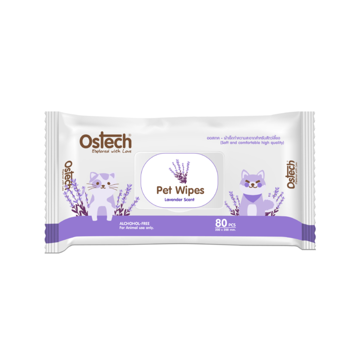 Ostech Pet Wipe Lavender Scent - ผ้าเช็ดทำความสะอาดสำหรับสัตว์เลี้ยงกลิ่นลาเวนเดอร์ (80PCS) (16207)