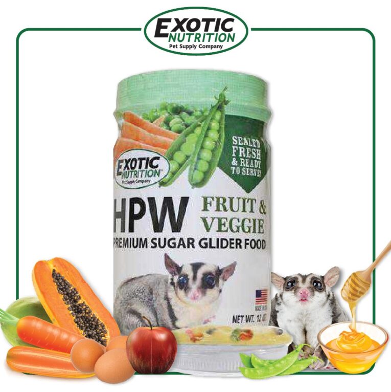 Exotic Nutrition HPW Fruit & Veggie - อาหารชูการ์ไกลเดอร์แบบขวดพร้อมทาน สูตรผักและผลไม้ 12oz