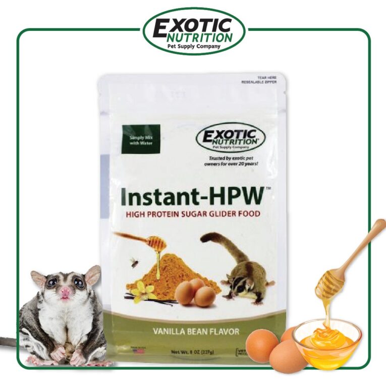 Exotic Nutrition Instant-HPW Original Sugar Glider Food - อาหารชูการ์ไกลเดอร์โปรตีนสูงสำเร็จรูปกลิ่นวานิลลาบีน 8oz