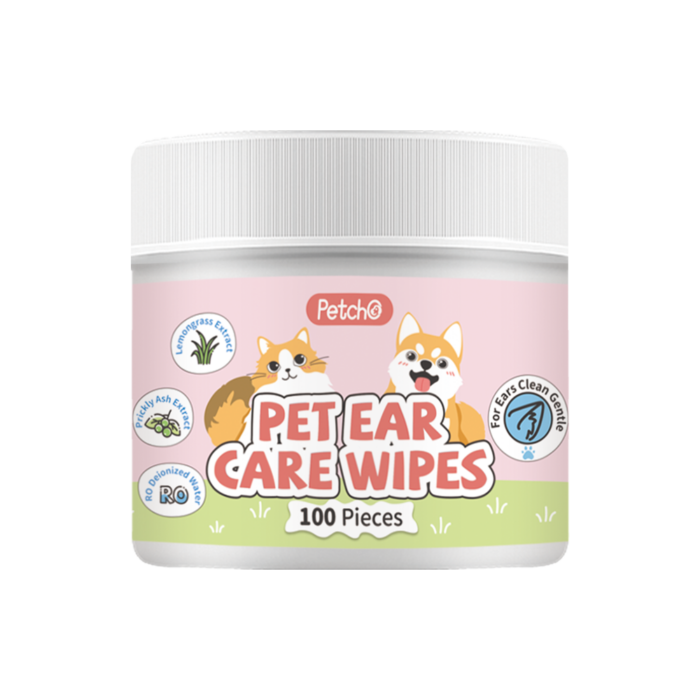 Petcho Pet Ear Care Wipes 100 Sheets - ผ้าเช็ดทำความสะอาดหูสำหรับสัตว์เลี้ยง 100 ชิ้น (15940)