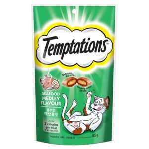 Temptations Seafood Medley Flavour - ขนมแมวสอดไส้ครีมรสซีฟู้ดส์เมดเล่ย์ 75g (16882)