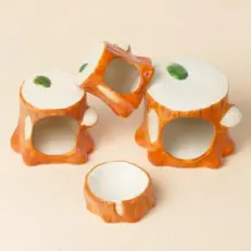 Ceramic Hamster House Tree Stump Shape L - บ้านเซรามิกสำหรับแฮมสเตอร์ ขนาดใหญ่ (249639)