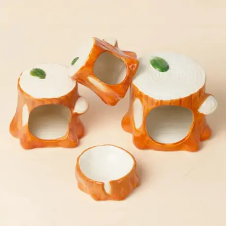 Ceramic Hamster House Tree Stump Shape