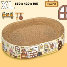 YOYOPET Cat Scratcher XL - ของเล่นแมว ที่ลับเล็บแมวแบบวงรี + หลุมลึก ขนาด 65x42x9 เซนติเมตร (15888)