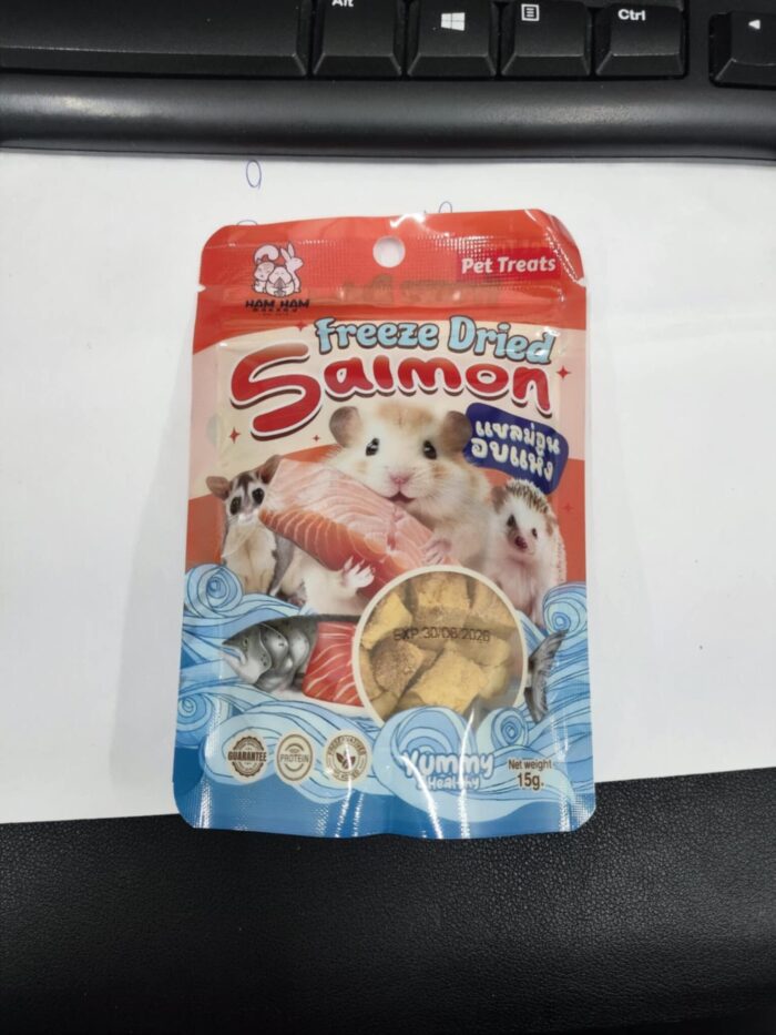 Ham Ham Bakery Dried Salmon - ขนมสัตว์เลี้ยง ปลาแซลมอนอบแห้ง 15g