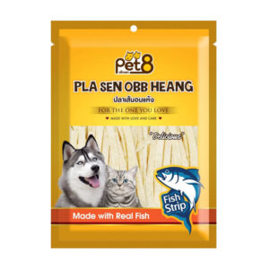 ปลาแผ่นเส้นใหญ่สีขาว 150g Pet8 Dog Snack