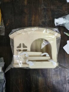 Wooden Hamster House - บ้านไม้สัตว์เลี้ยงขนาดเล็ก มีบันได แบบที่4 (10789)