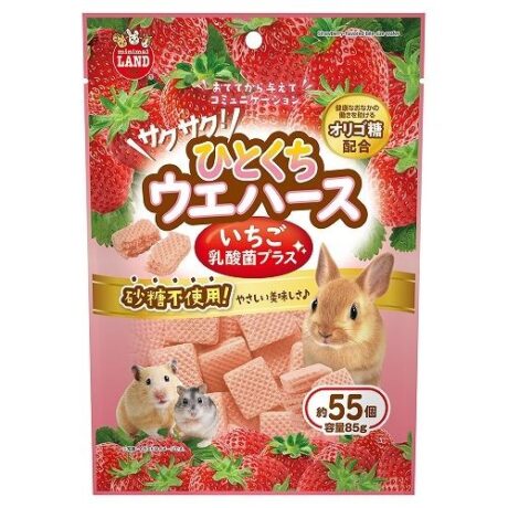 Minimal Land Strawberry Bite Size Wafer with LAB for Small Animals - ขนมสัตว์เลี้ยง เวเฟอร์อบกรอบรสสตอเบอรี่ 85g (24650)