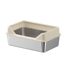 Stainless Steel Cat Litter S - กระบะทรายแมวแบบสแตนเลส พร้อมที่ตัก  (50X35X25Cm) (22053)