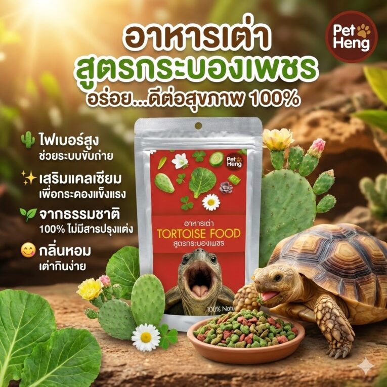 Pet Heng Tortoise Food - อาหารเต่าบก สูตรกระบอกเพชร