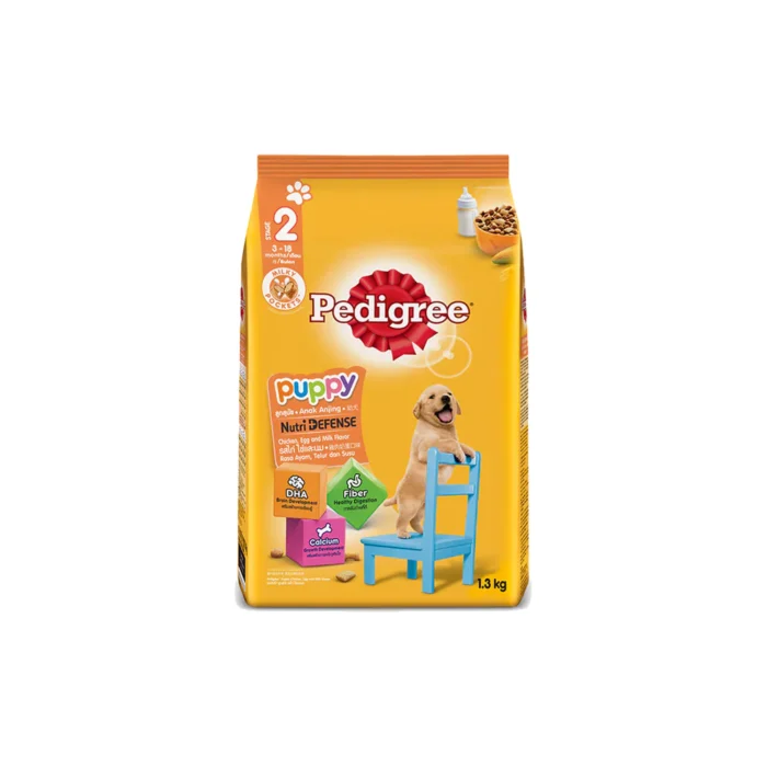 Pedigree Puppy Nutri Defense Chicken Egg & Milk Flavour - อาหารสำหรับลูกสุนัข อายุ 3-18 เดือน รสไก่ไข่และนม 1.3kg (17693)